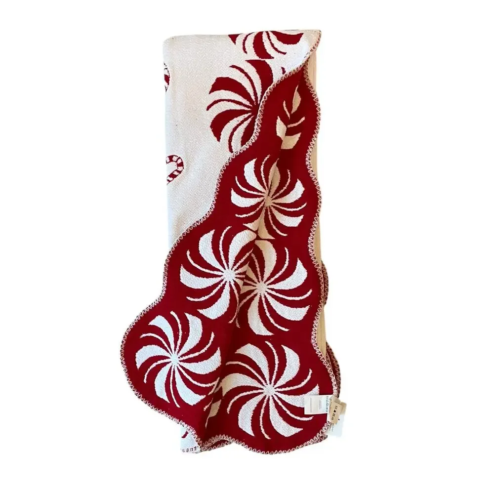 Martha Stewart Christmas Throw 50x70 Holiday Peppermint Candy Red White NEW